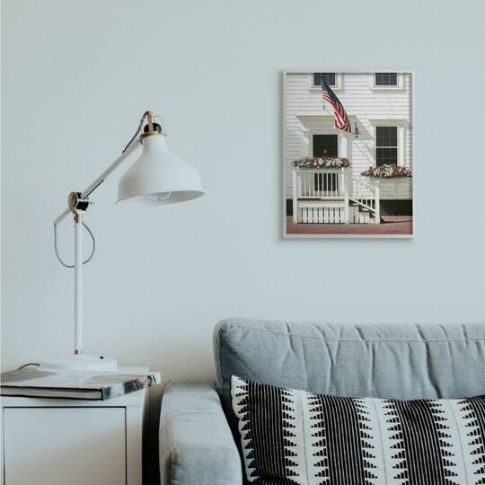 Stupell Industries Rural Americana Town House Print with Gray Frame Wall Accent